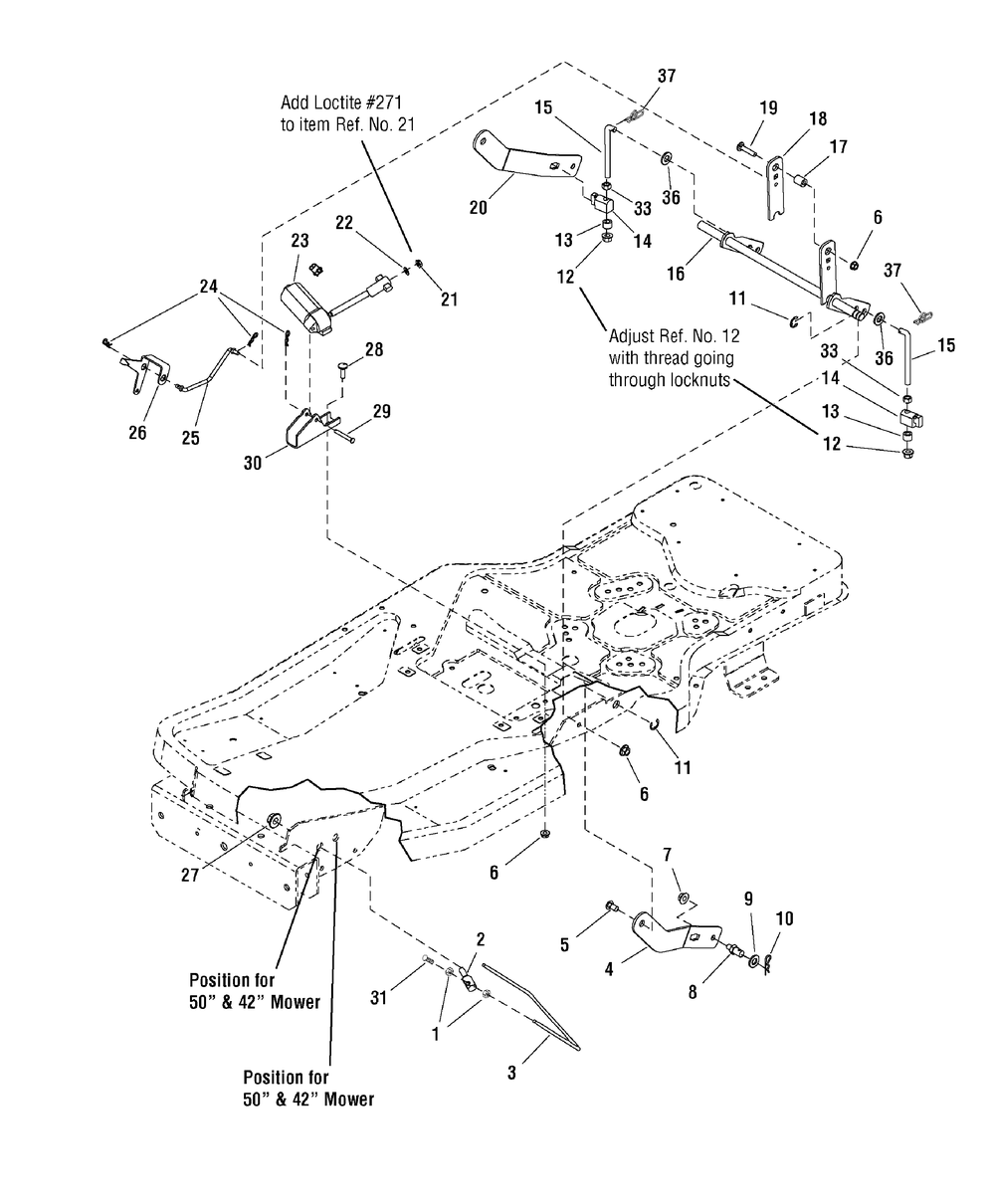 Lift Group (7501112) Diagram and Parts List for 7800629-E20M42 2010 Briggs and Stratton Lawn Tractor Accessories
